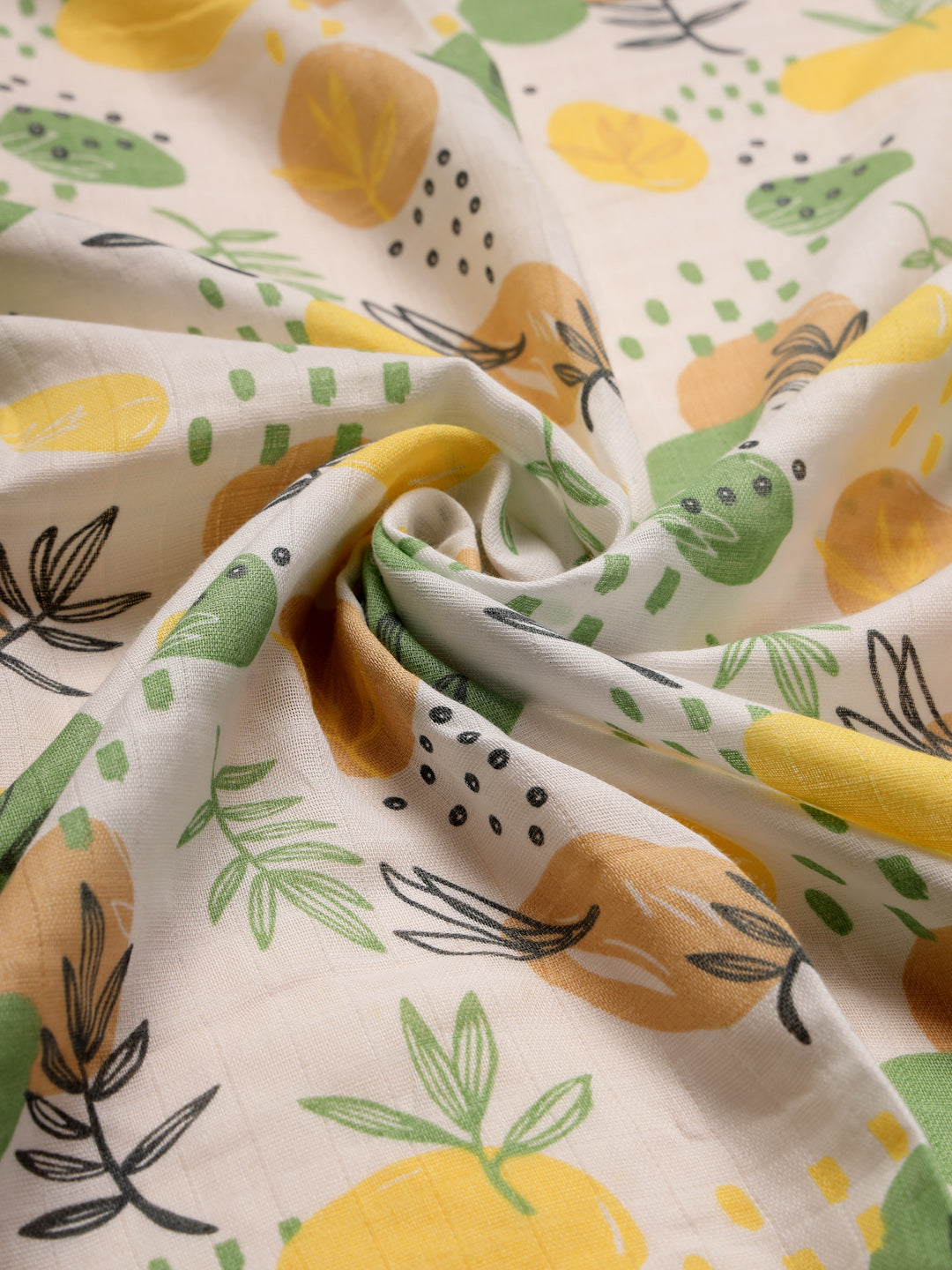 White Cotton Lemon Print Baby Swaddle ( L )