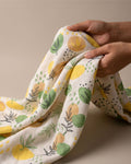 White Cotton Lemon Print Baby Swaddle ( L )