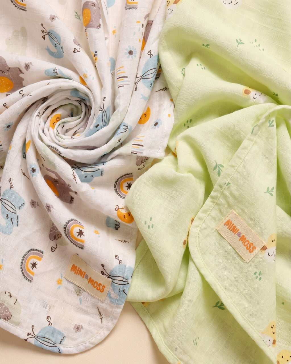 Swaddle Duo (L) - Elephant & Sheep