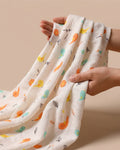 White Cotton Bird Print Baby Swaddle ( L )