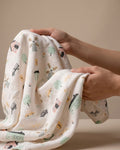 White Cotton Farm Print Baby Swaddle ( L )